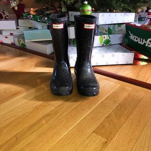 Authentic black/holographic Hunter boots